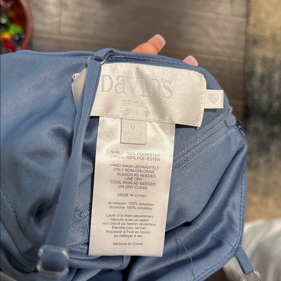 David's Bridal Dusty Blue Maxi Dress - Picture 3 of 9